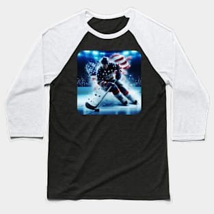 American Man Ice Hockey Player #1 Baseball T-Shirt